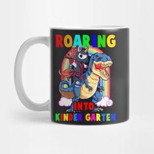 Ninja Unicorn Driving Dinosaur Roaring Into Kinder Garten Mug